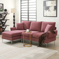 Canapé Sectionnel Convertible Forme L, Canapé en Chenille avec Méridienne Réversible pour Salon, Appartement