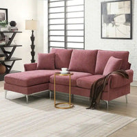 Canapé Sectionnel Convertible Forme L, Canapé en Chenille avec Méridienne Réversible pour Salon, Appartement