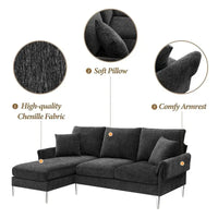 Canapé Sectionnel Convertible Forme L, Canapé en Chenille avec Méridienne Réversible pour Salon, Appartement