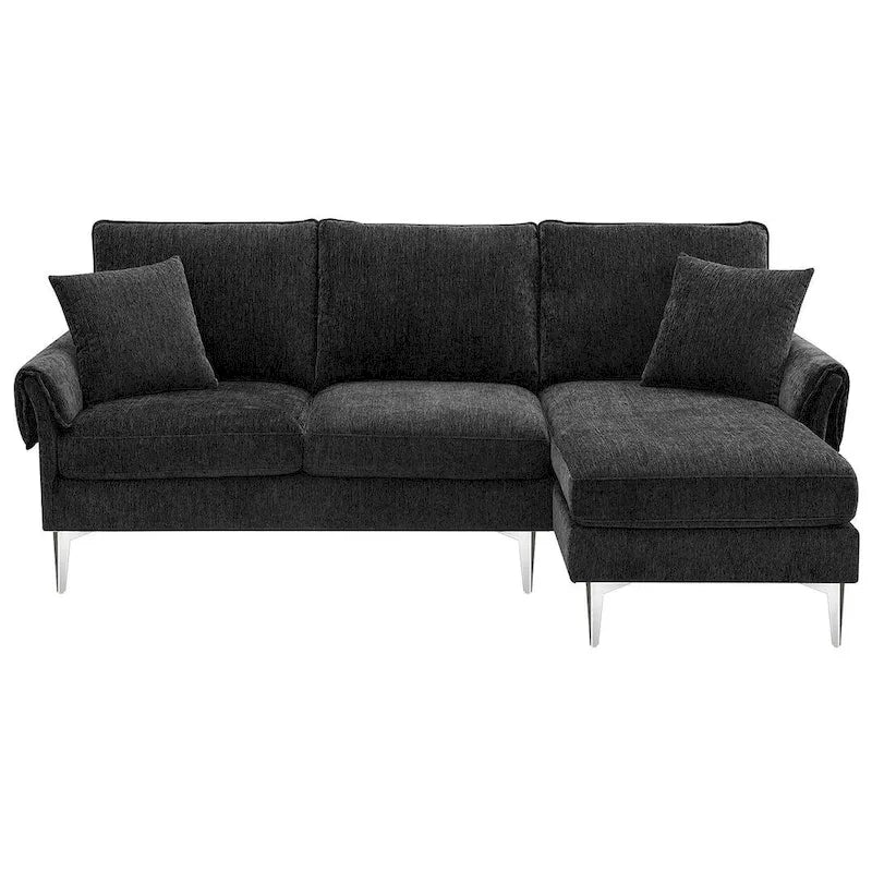 Canapé Sectionnel Convertible Forme L, Canapé en Chenille avec Méridienne Réversible pour Salon, Appartement