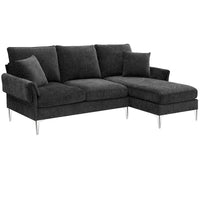 Canapé Sectionnel Convertible Forme L, Canapé en Chenille avec Méridienne Réversible pour Salon, Appartement