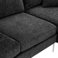 Canapé Sectionnel Convertible Forme L, Canapé en Chenille avec Méridienne Réversible pour Salon, Appartement