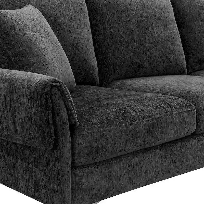 Canapé Sectionnel Convertible Forme L, Canapé en Chenille avec Méridienne Réversible pour Salon, Appartement