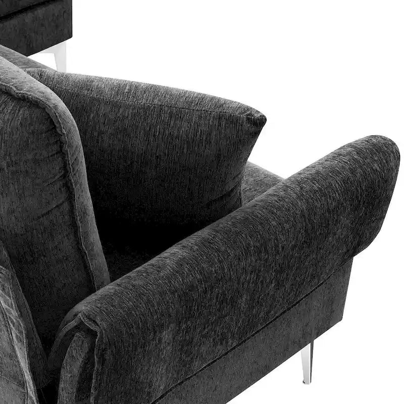 Canapé Sectionnel Convertible Forme L, Canapé en Chenille avec Méridienne Réversible pour Salon, Appartement
