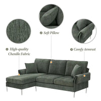 Canapé Sectionnel Convertible Forme L, Canapé en Chenille avec Méridienne Réversible pour Salon, Appartement