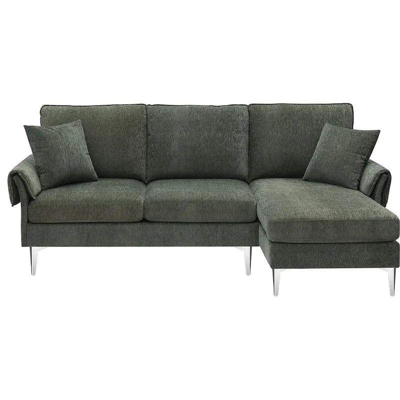 Canapé Sectionnel Convertible Forme L, Canapé en Chenille avec Méridienne Réversible pour Salon, Appartement