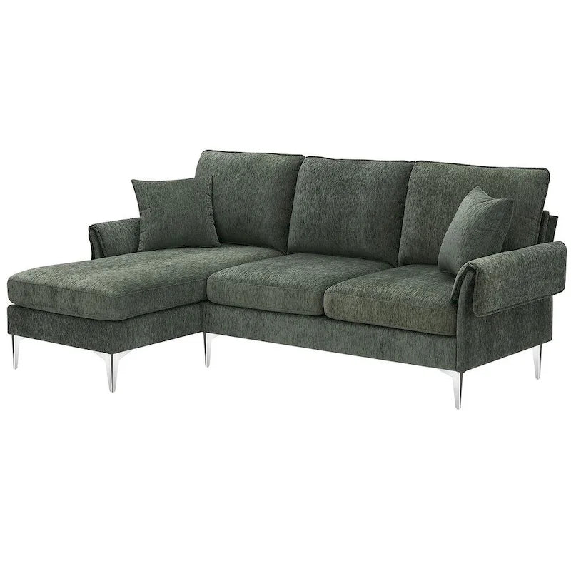Canapé Sectionnel Convertible Forme L, Canapé en Chenille avec Méridienne Réversible pour Salon, Appartement