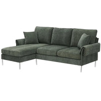 Canapé Sectionnel Convertible Forme L, Canapé en Chenille avec Méridienne Réversible pour Salon, Appartement