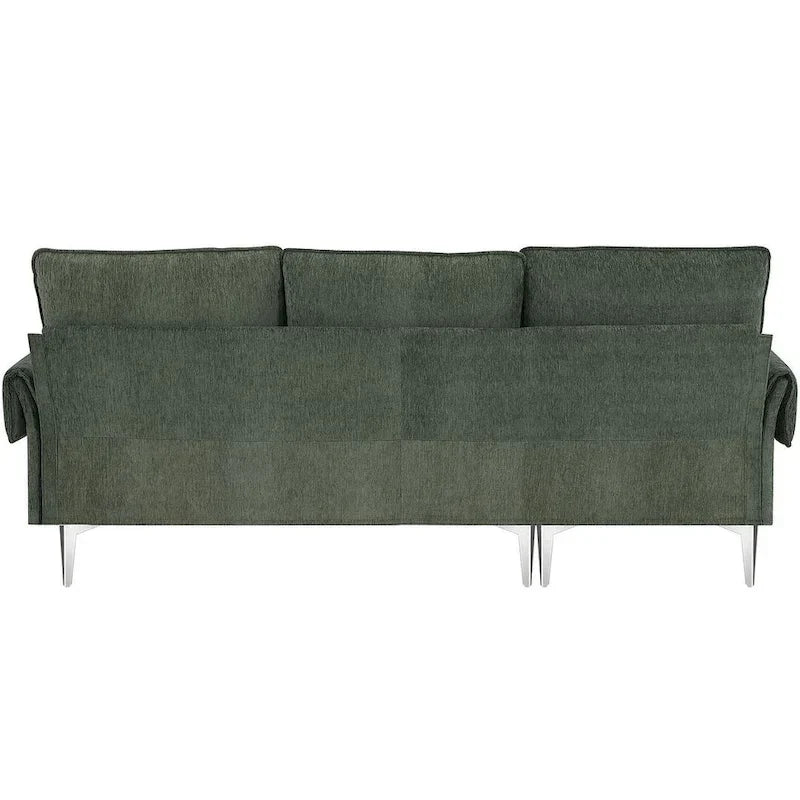 Canapé Sectionnel Convertible Forme L, Canapé en Chenille avec Méridienne Réversible pour Salon, Appartement