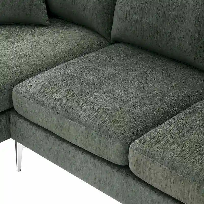 Canapé Sectionnel Convertible Forme L, Canapé en Chenille avec Méridienne Réversible pour Salon, Appartement