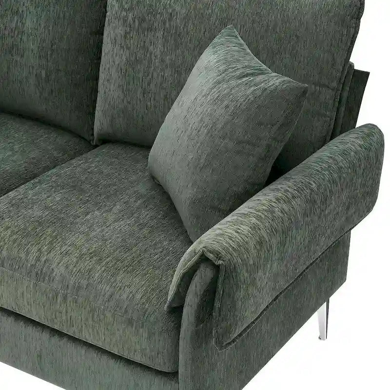 Canapé Sectionnel Convertible Forme L, Canapé en Chenille avec Méridienne Réversible pour Salon, Appartement