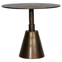 Table de bistrot Blake ronde 34 pouces à piédestal en aluminium fini laiton huilé
