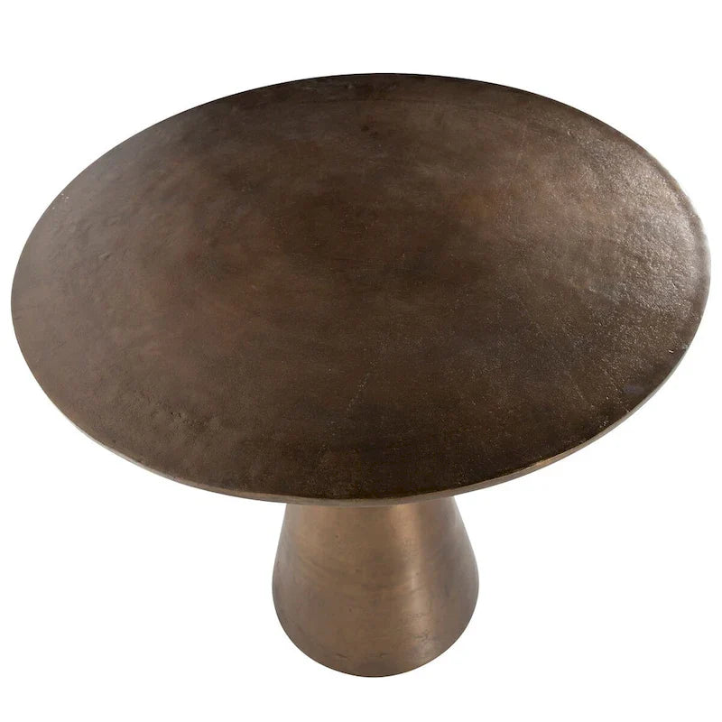 Table de bistrot Blake ronde 34 pouces à piédestal en aluminium fini laiton huilé