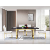 Chaises de salle à manger luxueuses en bouclette blanche avec pieds en métal doré poli