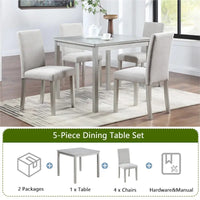 Ensemble de table de salle à manger carrée en bois, table de cuisine pour petit espace, table à manger 4 personnes