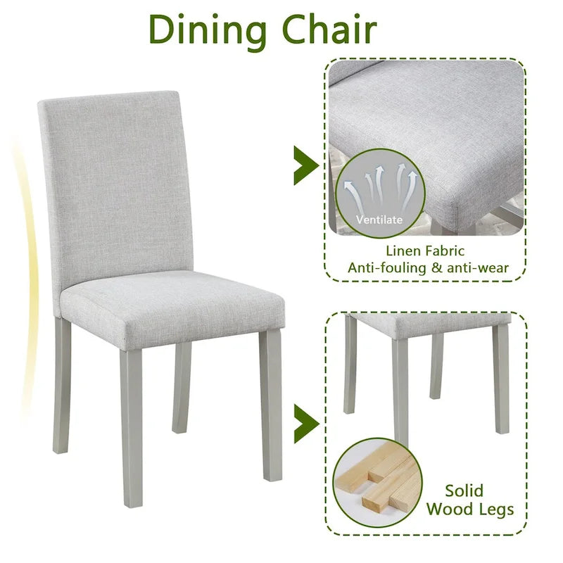 Ensemble de table de salle à manger carrée en bois, table de cuisine pour petit espace, table à manger 4 personnes