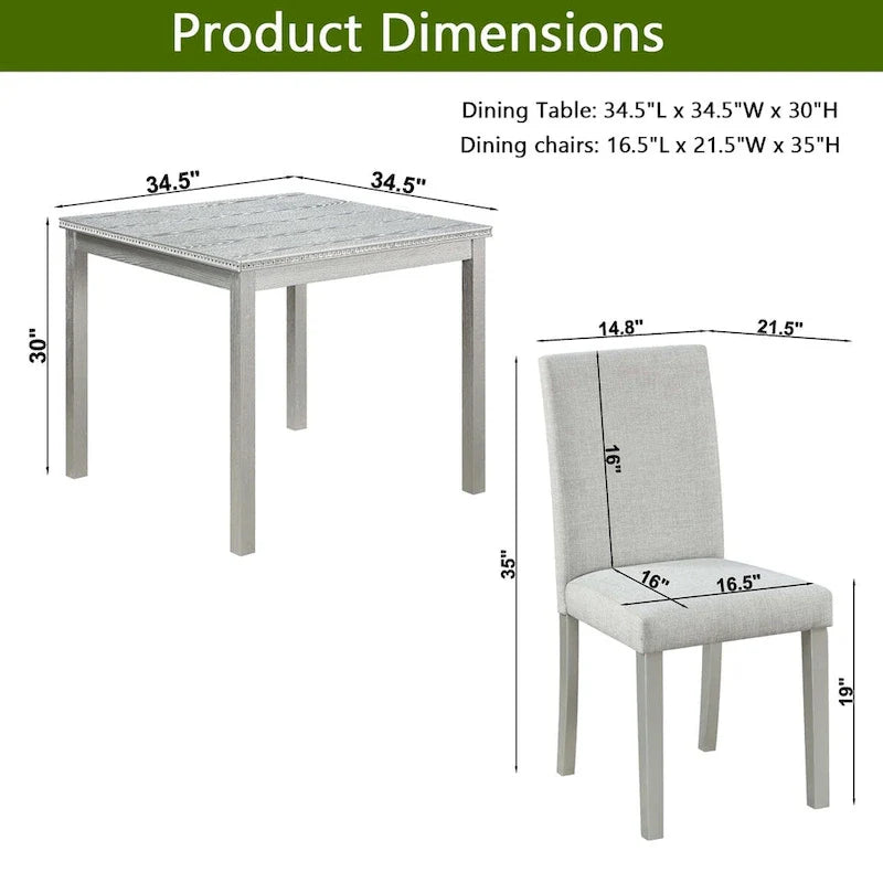 Ensemble de table de salle à manger carrée en bois, table de cuisine pour petit espace, table à manger 4 personnes