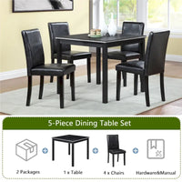 Ensemble de table de salle à manger carrée en bois, table de cuisine pour petit espace, table à manger 4 personnes