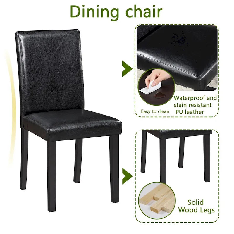 Ensemble de table de salle à manger carrée en bois, table de cuisine pour petit espace, table à manger 4 personnes