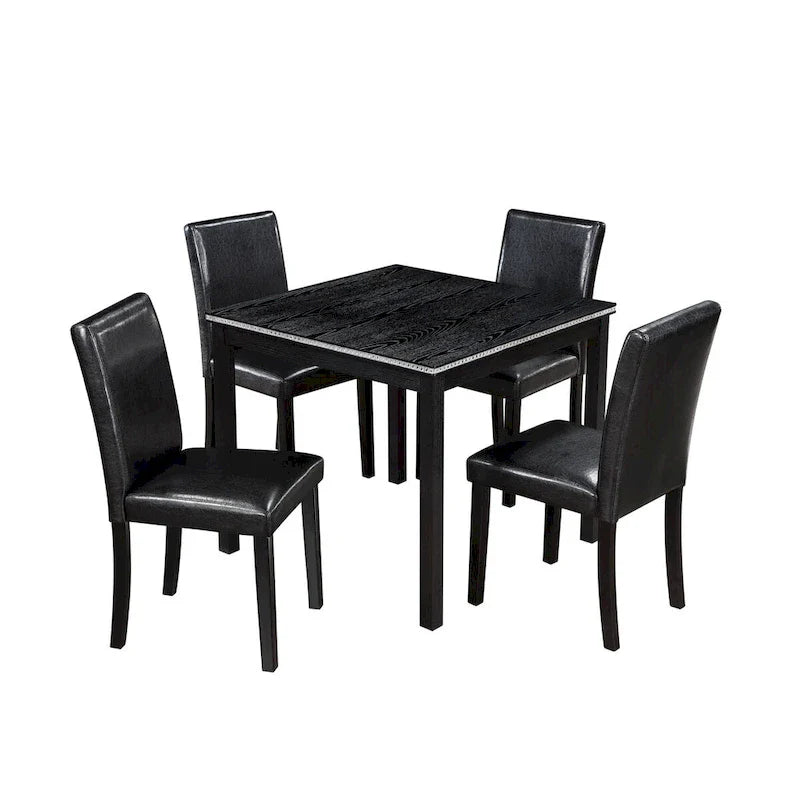 Ensemble de table de salle à manger carrée en bois, table de cuisine pour petit espace, table à manger 4 personnes
