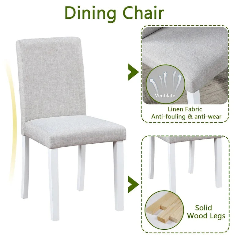 Ensemble de table de salle à manger carrée en bois, table de cuisine pour petit espace, table à manger 4 personnes