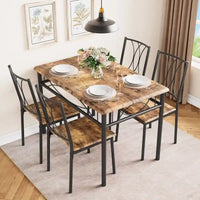 Ensemble de table à manger pour 4, table de cuisine avec 2 bancs rembourrés