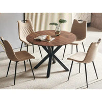 Ensemble de salle à manger 1+4,5 pièces, table à manger à pied métallique de 42,1 po style Mid-century pour 4-6 personnes avec plateau en MDF, table de salle à manger sur pied.