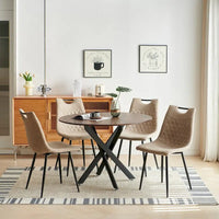 Ensemble de salle à manger 1+4,5 pièces, table à manger à pied métallique de 42,1 po style Mid-century pour 4-6 personnes avec plateau en MDF, table de salle à manger sur pied.