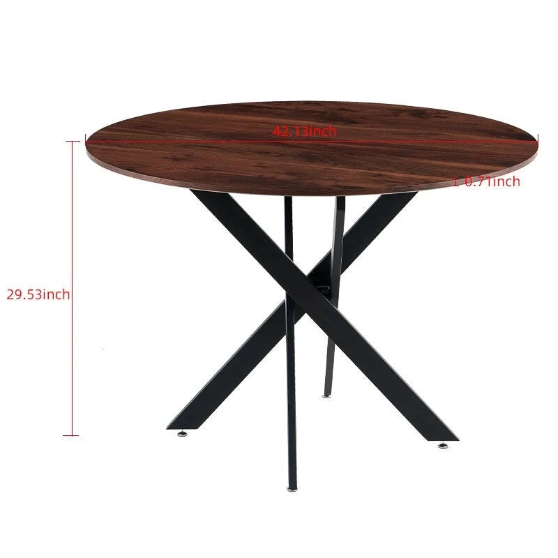 Ensemble de salle à manger 1+4,5 pièces, table à manger à pied métallique de 42,1 po style Mid-century pour 4-6 personnes avec plateau en MDF, table de salle à manger sur pied.