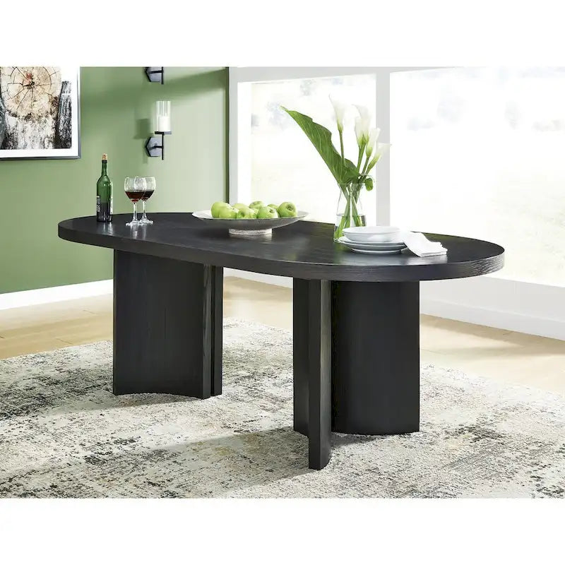 Signature Design by Ashley Rowanbeck Table de salle à manger noire - 86.25 L x 42 P x 30.25 H
