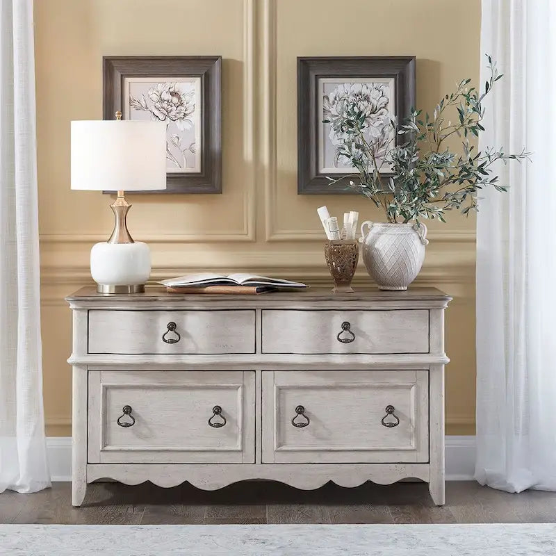 Enfilade blanc antique brossé Chesapeake - Largeur 56 x Profondeur 21 x Hauteur 30