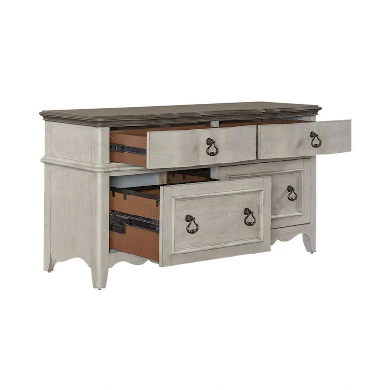 Enfilade blanc antique brossé Chesapeake - Largeur 56 x Profondeur 21 x Hauteur 30