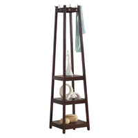 Porte-manteau en bois avec étagères de rangement à 3 niveaux