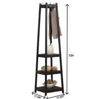 Porte-manteau en bois avec étagères de rangement à 3 niveaux