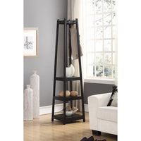Porte-manteau en bois avec étagères de rangement à 3 niveaux