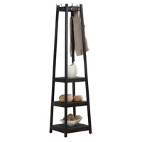 Porte-manteau en bois avec étagères de rangement à 3 niveaux
