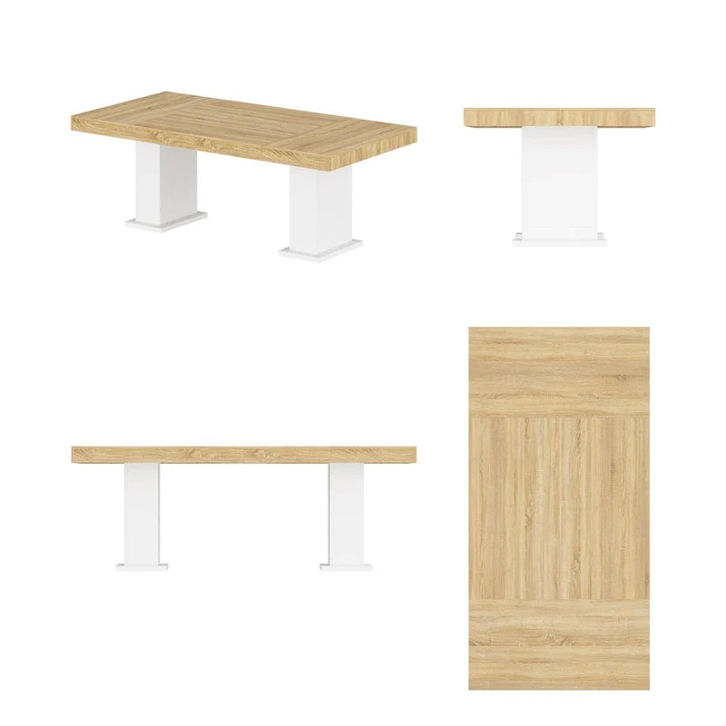 Table de conférence en bois avec base blanche table de réunion bureau informatique