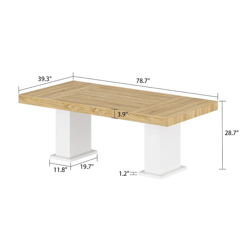 Table de conférence en bois avec base blanche table de réunion bureau informatique