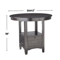 Table à manger ronde en bois avec espace de rangement, gris