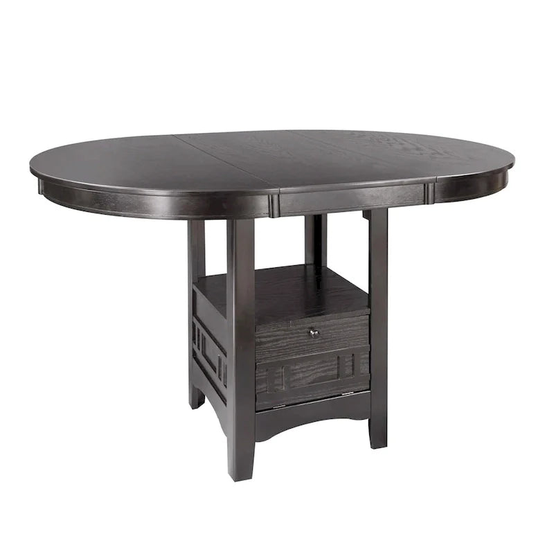 Table à manger ronde en bois avec espace de rangement, gris
