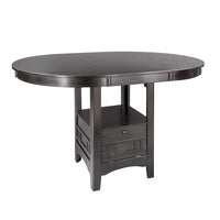 Table à manger ronde en bois avec espace de rangement, gris