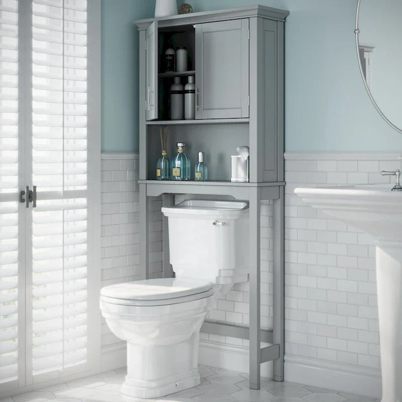 RiverRidge Somerset Meuble de Rangement mural gain de place au-dessus des toilettes avec étagère réglable - Gris