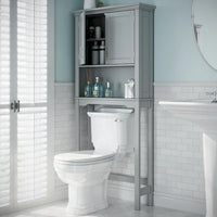 RiverRidge Somerset Meuble de Rangement mural gain de place au-dessus des toilettes avec étagère réglable - Gris