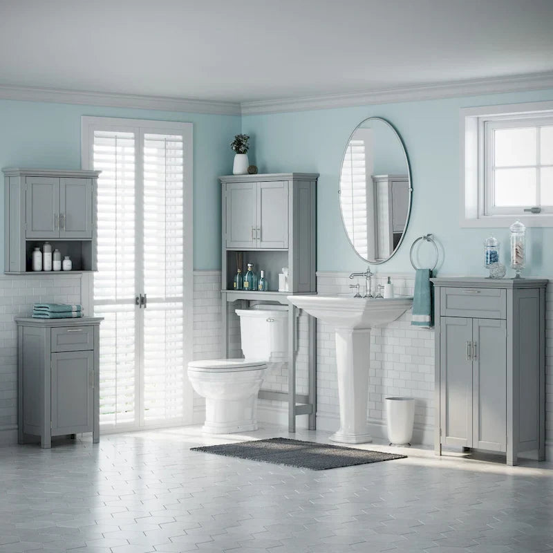 RiverRidge Somerset Meuble de Rangement mural gain de place au-dessus des toilettes avec étagère réglable - Gris