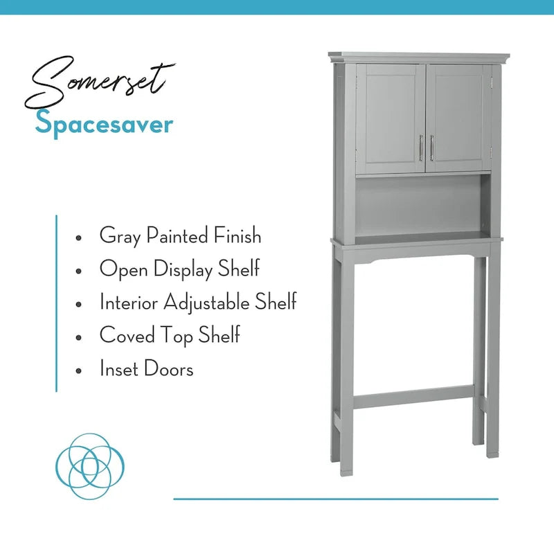 RiverRidge Somerset Meuble de Rangement mural gain de place au-dessus des toilettes avec étagère réglable - Gris