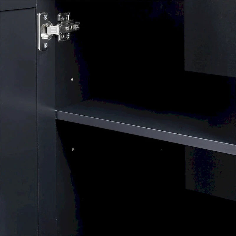 Meuble de rangement haut et large avec portes pour salle de bain, trois tiroirs