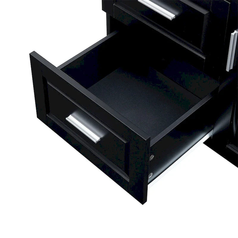Meuble de rangement haut et large avec portes pour salle de bain, trois tiroirs
