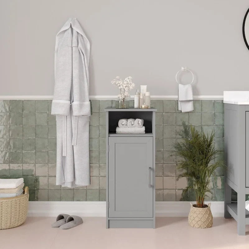 Meuble de rangement organisateur de sol avec porte à fermeture magnétique et étagères