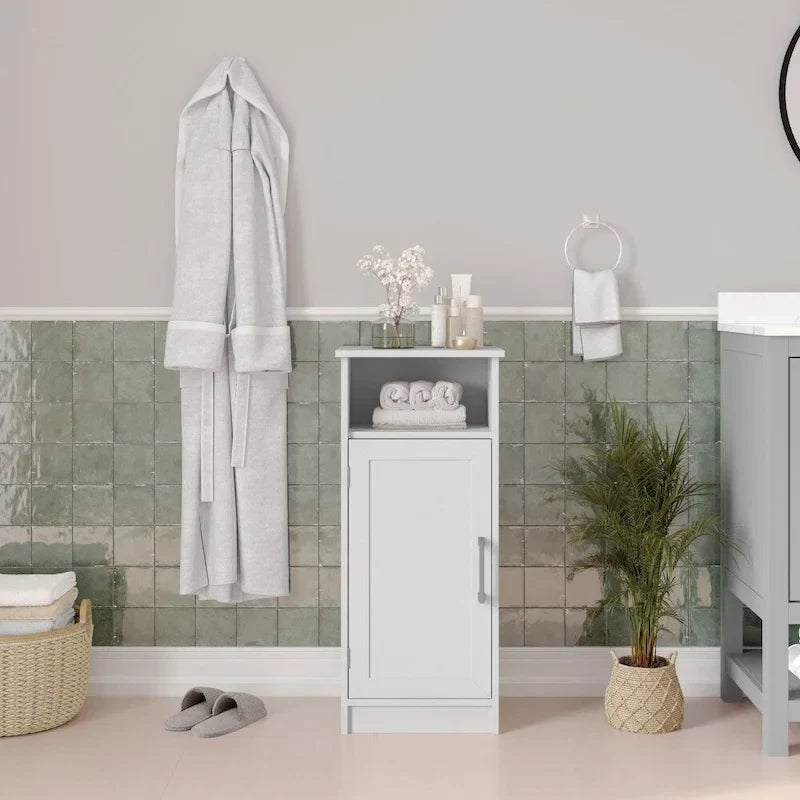 Meuble de rangement organisateur de sol avec porte à fermeture magnétique et étagères