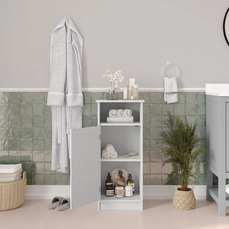 Meuble de rangement organisateur de sol avec porte à fermeture magnétique et étagères